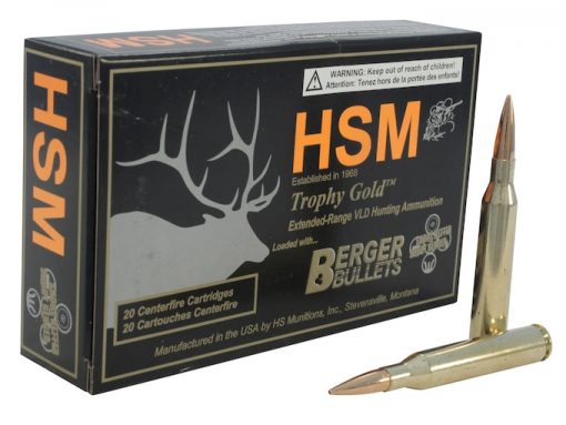 HSM TROPHY GOLD AMMUNITION 25-06 REMINGTON 115 GRAIN BERGER HUNTING VLD HOLLOW POINT BOAT TAIL 500 ROUNDS