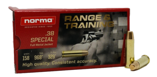 NORMA RANGE & TRAINING AMMUNITION 38 SPECIAL 158 GRAIN FULL METAL JACKET 500 ROUNDS