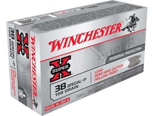 WINCHESTER SUPER-X AMMUNITION 38 SPECIAL +P 158 GRAIN LEAD HOLLOW POINT SEMI-WADCUTTER